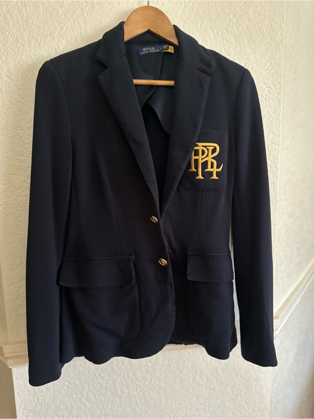 Ralph Lauren Navy Blazer with Gold Crest Patch